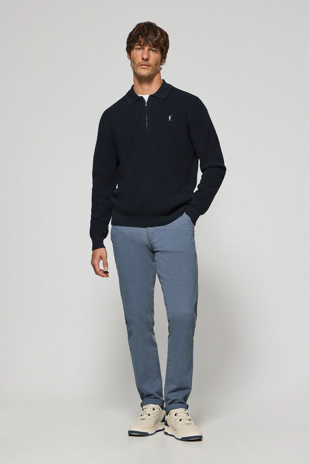 Navy-blue polo-neck basic jumper Pol with zip and Rigby Go detail - Image 3
