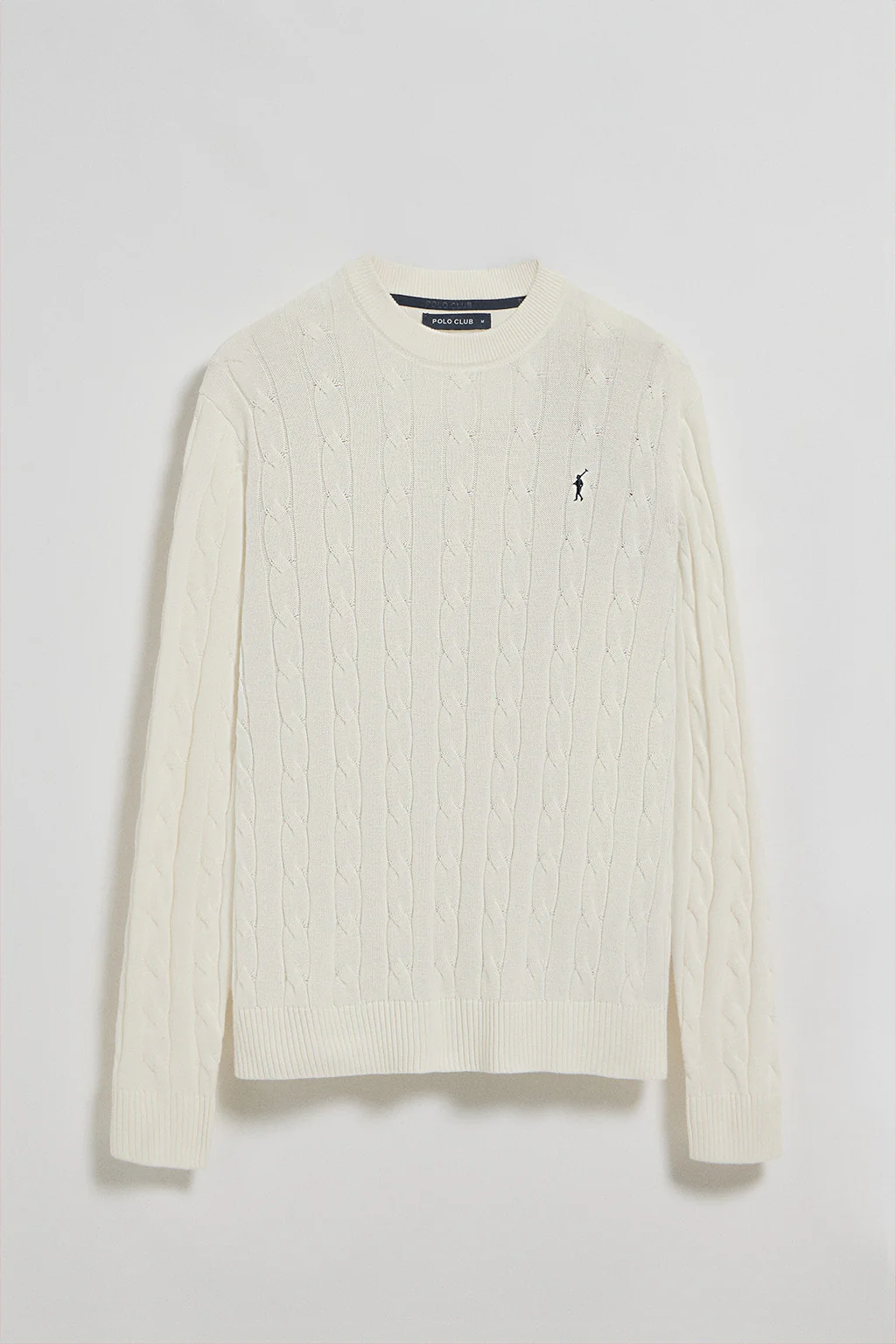 Beige round-neck cable-knit jumper with Rigby Go embroidery - Image 8