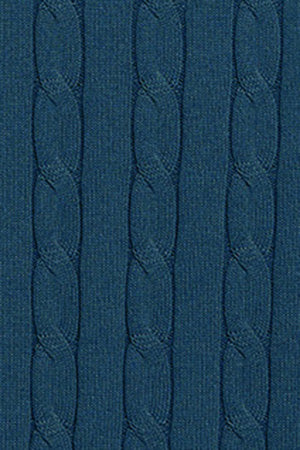 Denim-blue round-neck cable-knit jumper with Rigby Go embroidery - Image 10