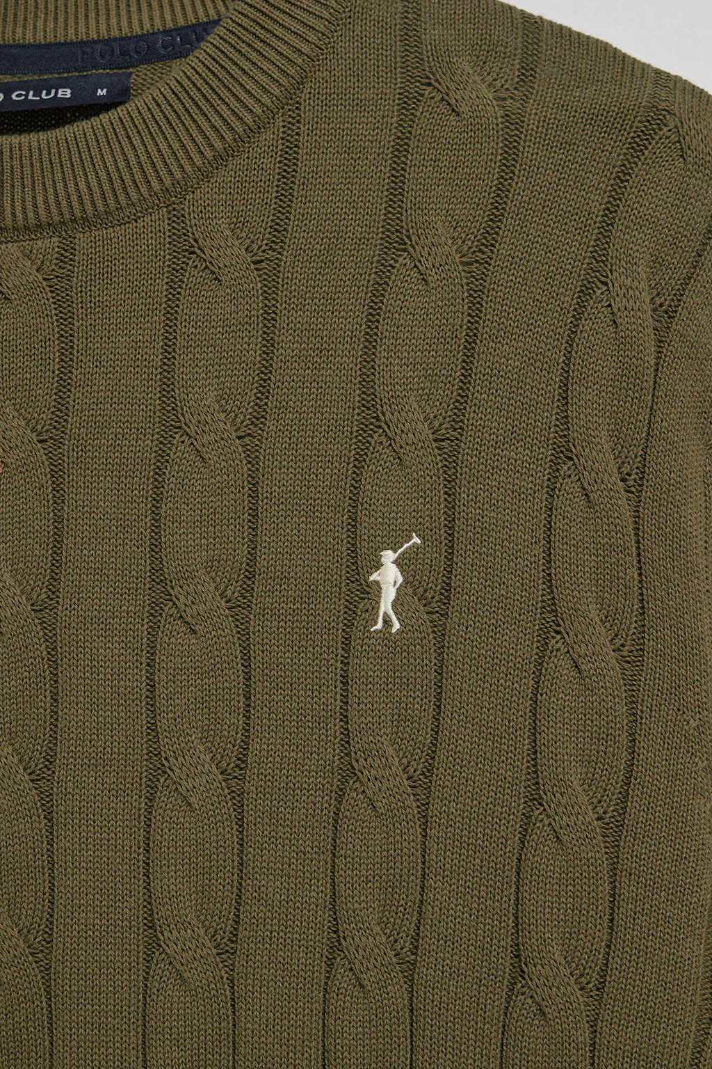 Light-green round-neck cable-knit jumper with Rigby Go embroidery - Image 7