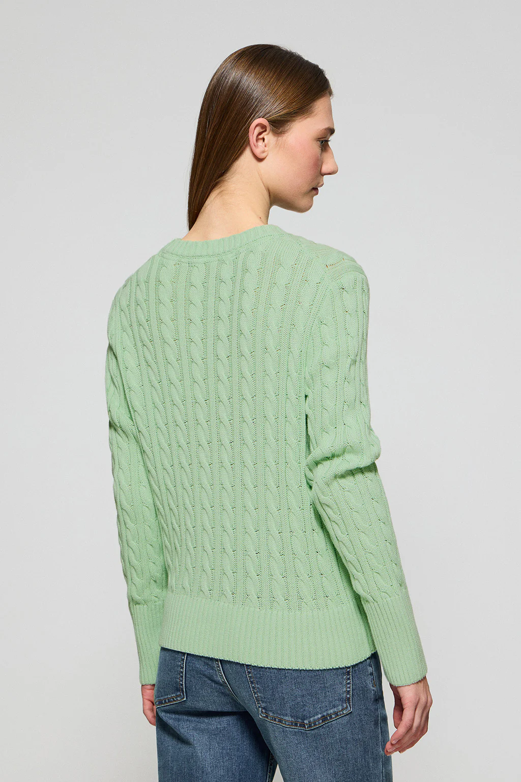Mint round-neck cable-knit jumper with Rigby Go embroidery - Image 4