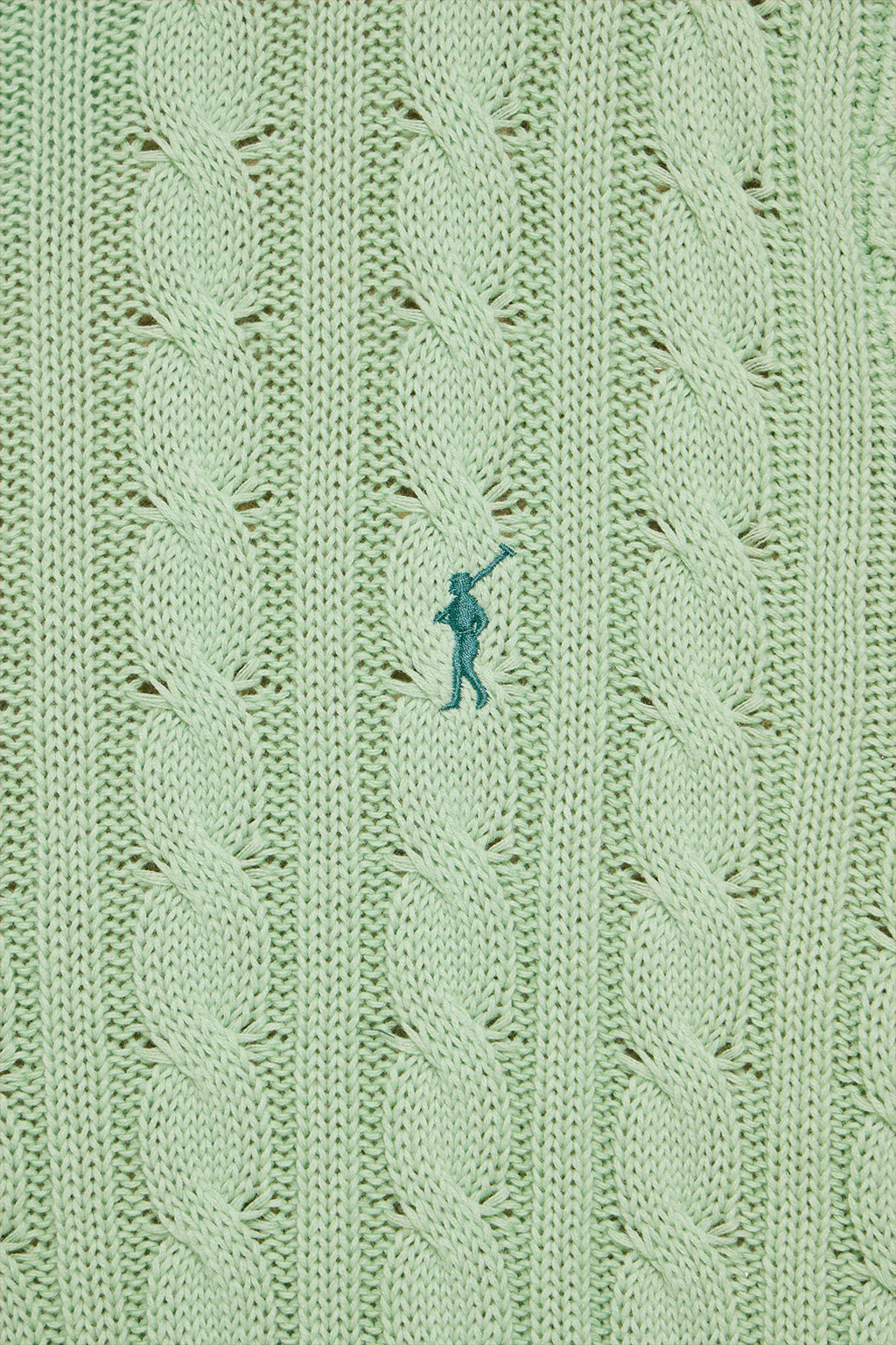 Mint round-neck cable-knit jumper with Rigby Go embroidery - Image 7