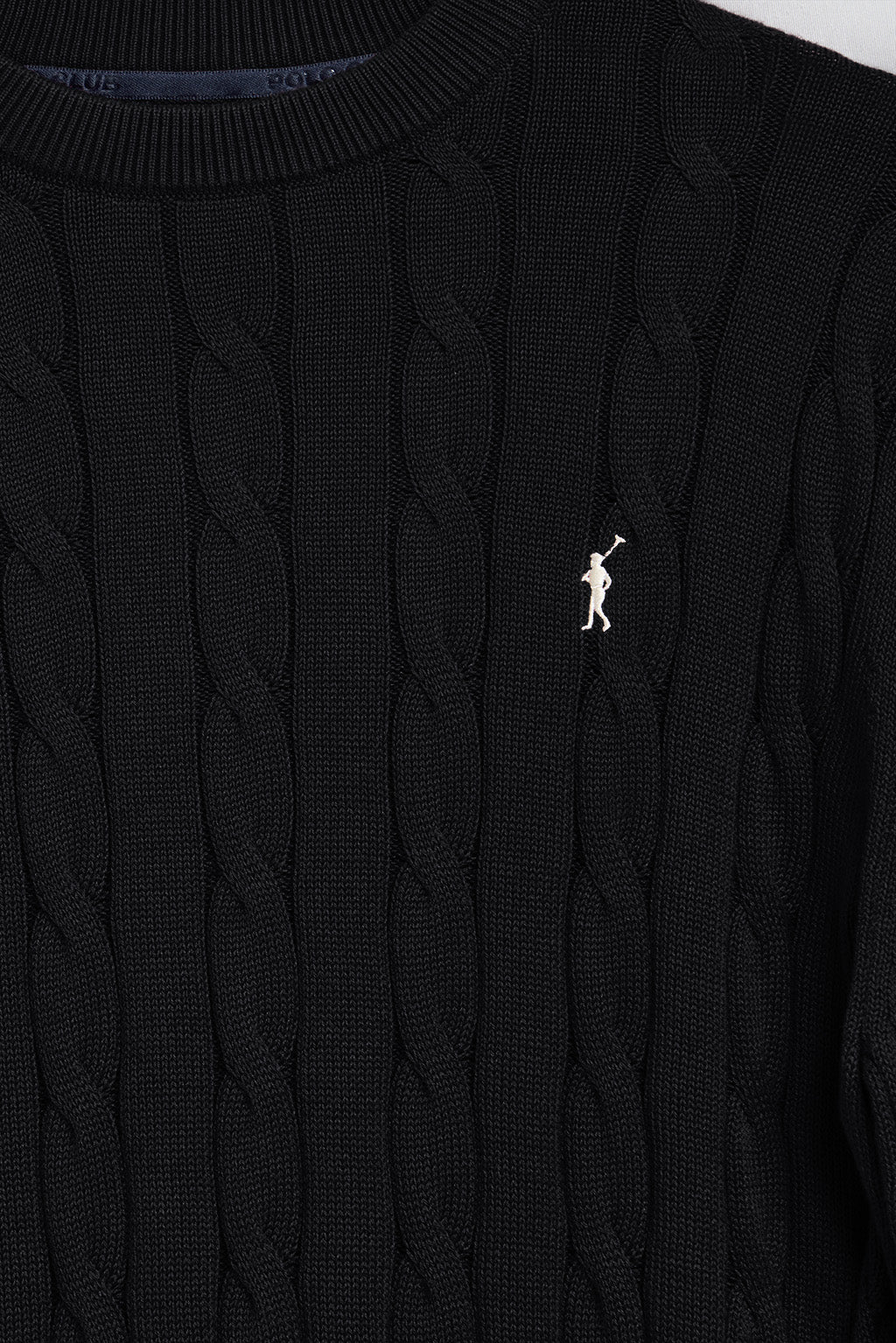 Black cable-knit jumper with Rigby Go logo - Image 6