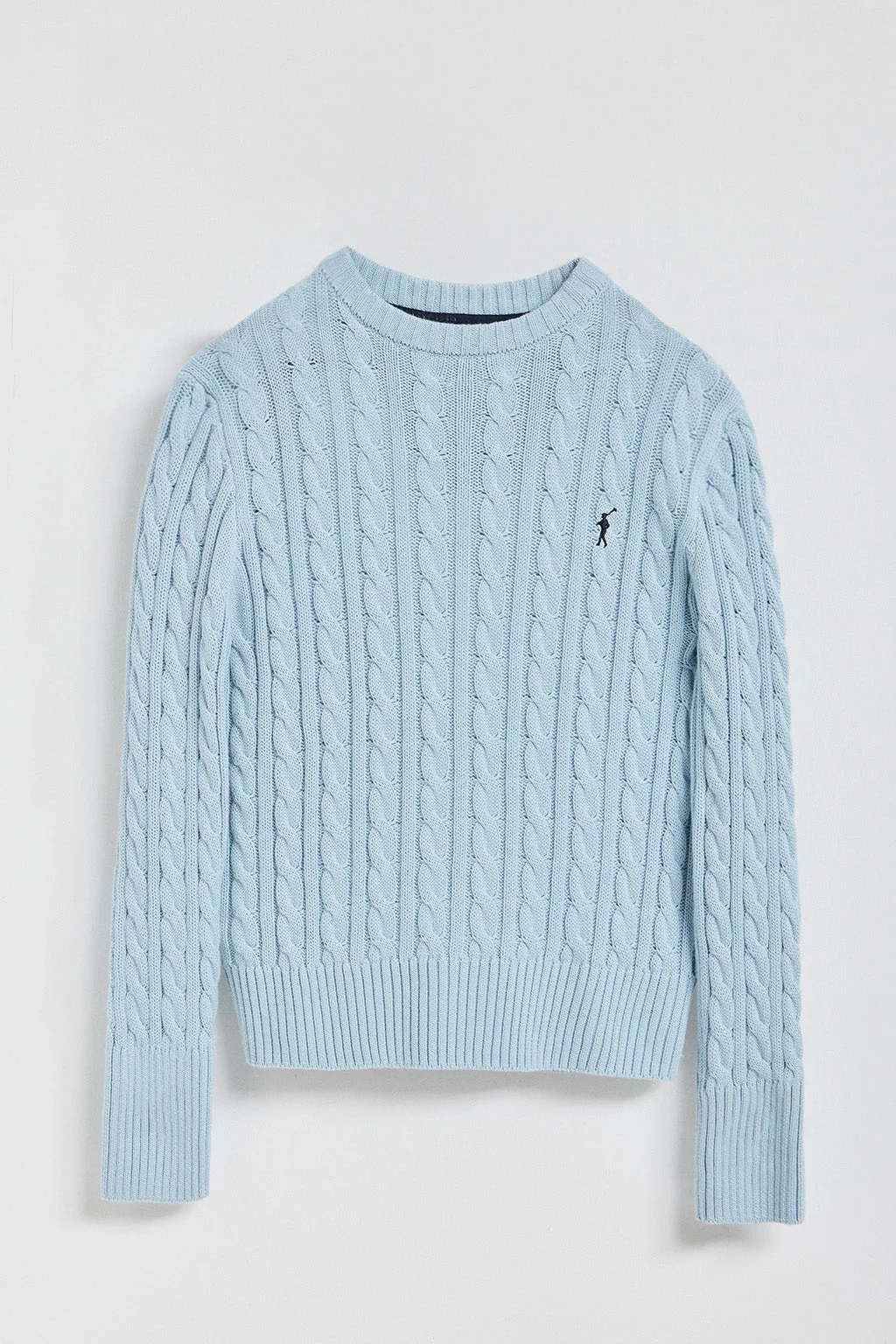 Light-blue cable-knit jumper with Rigby Go embroidered logo - Image 5