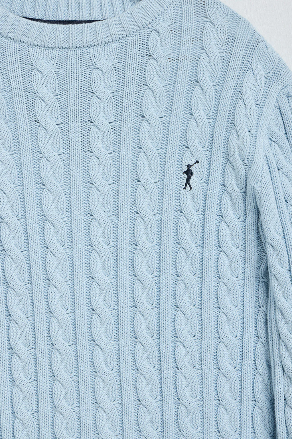 Light-blue cable-knit jumper with Rigby Go embroidered logo - Image 6