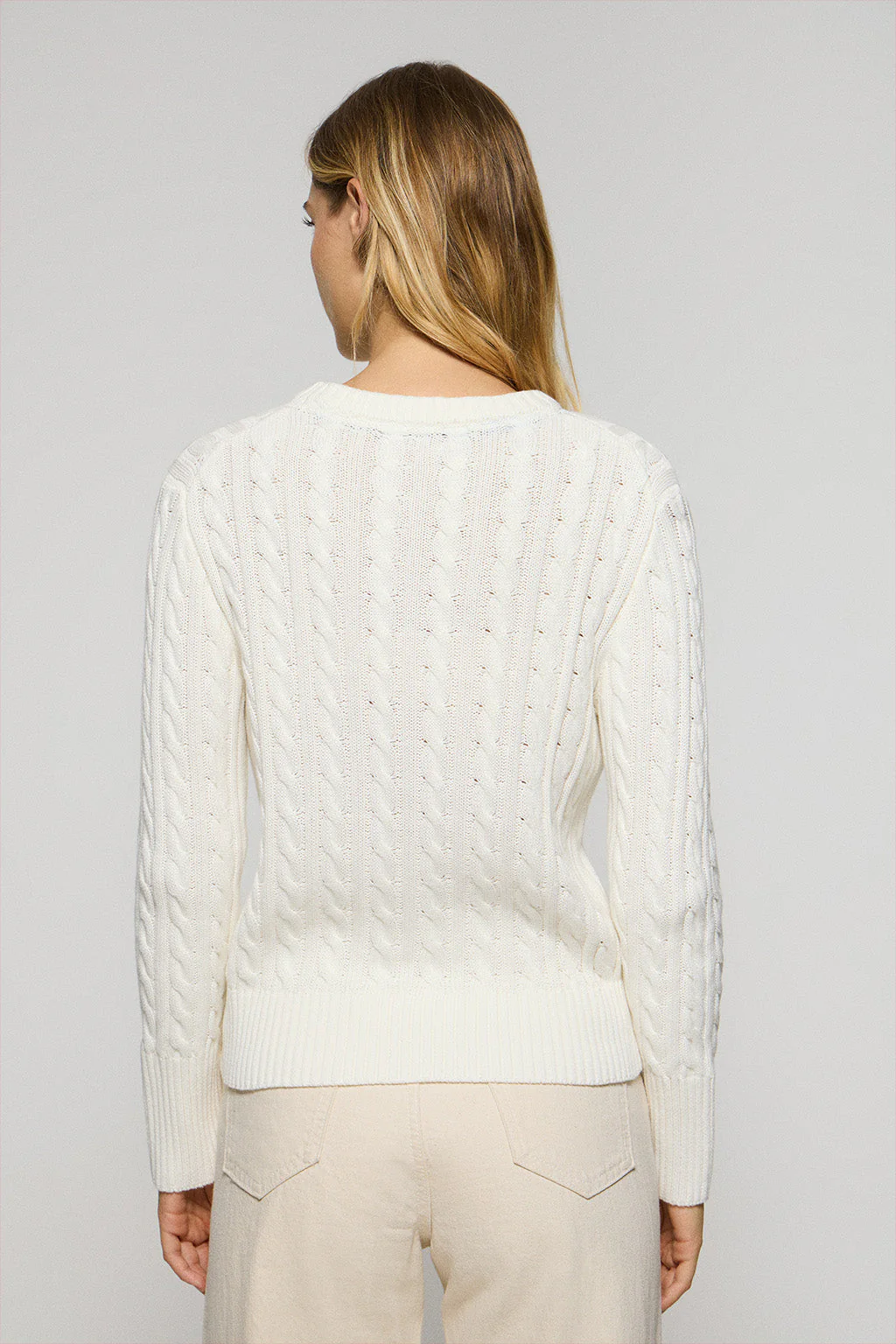 Nude cable-knit jumper with Rigby Go embroidered logo - Image 5