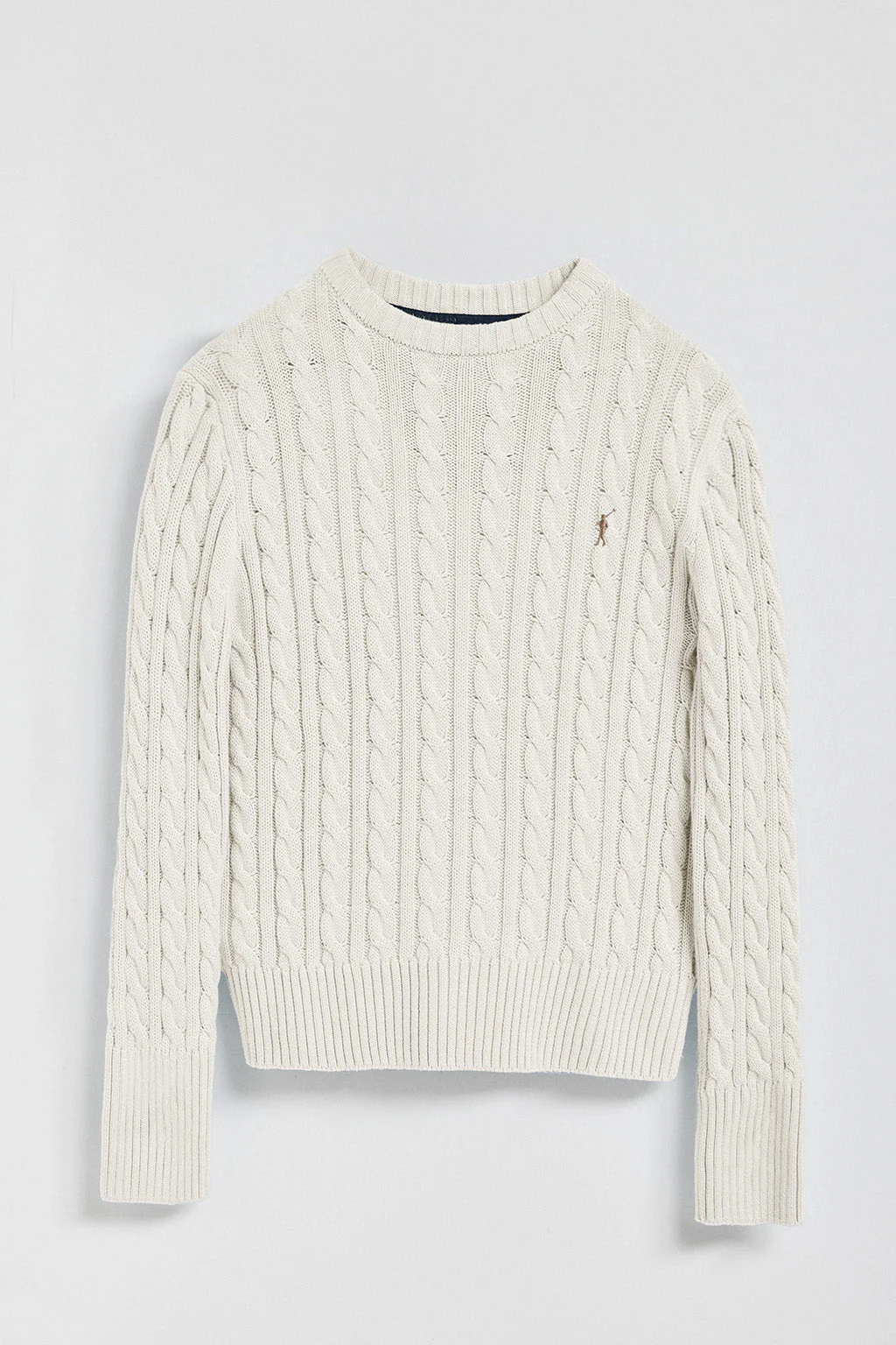 Nude cable-knit jumper with Rigby Go embroidered logo - Image 9