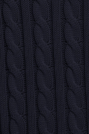 Navy-blue cable-knit jumper with Rigby Go embroidered logo - Image 10