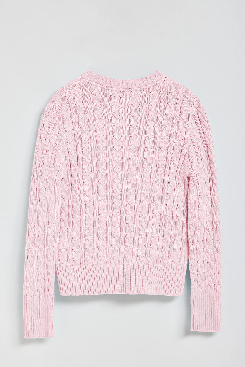 Light-pink cable-knit jumper with Rigby Go embroidered logo - Image 6