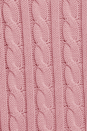 Pink cable-knit jumper with Rigby Go embroidered logo - Image 10