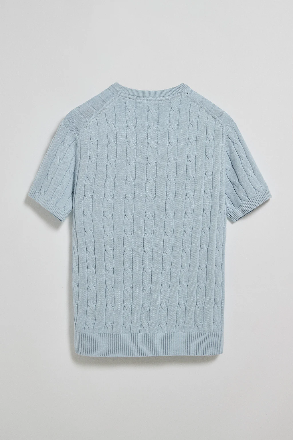 Light-blue short-sleeve cable-knit jumper with embroidered logo - Image 6