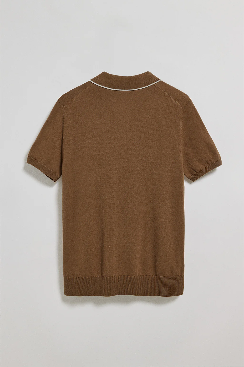 Mocha knitted polo shirt with buttons and Rigby Go embroidery - Image 6
