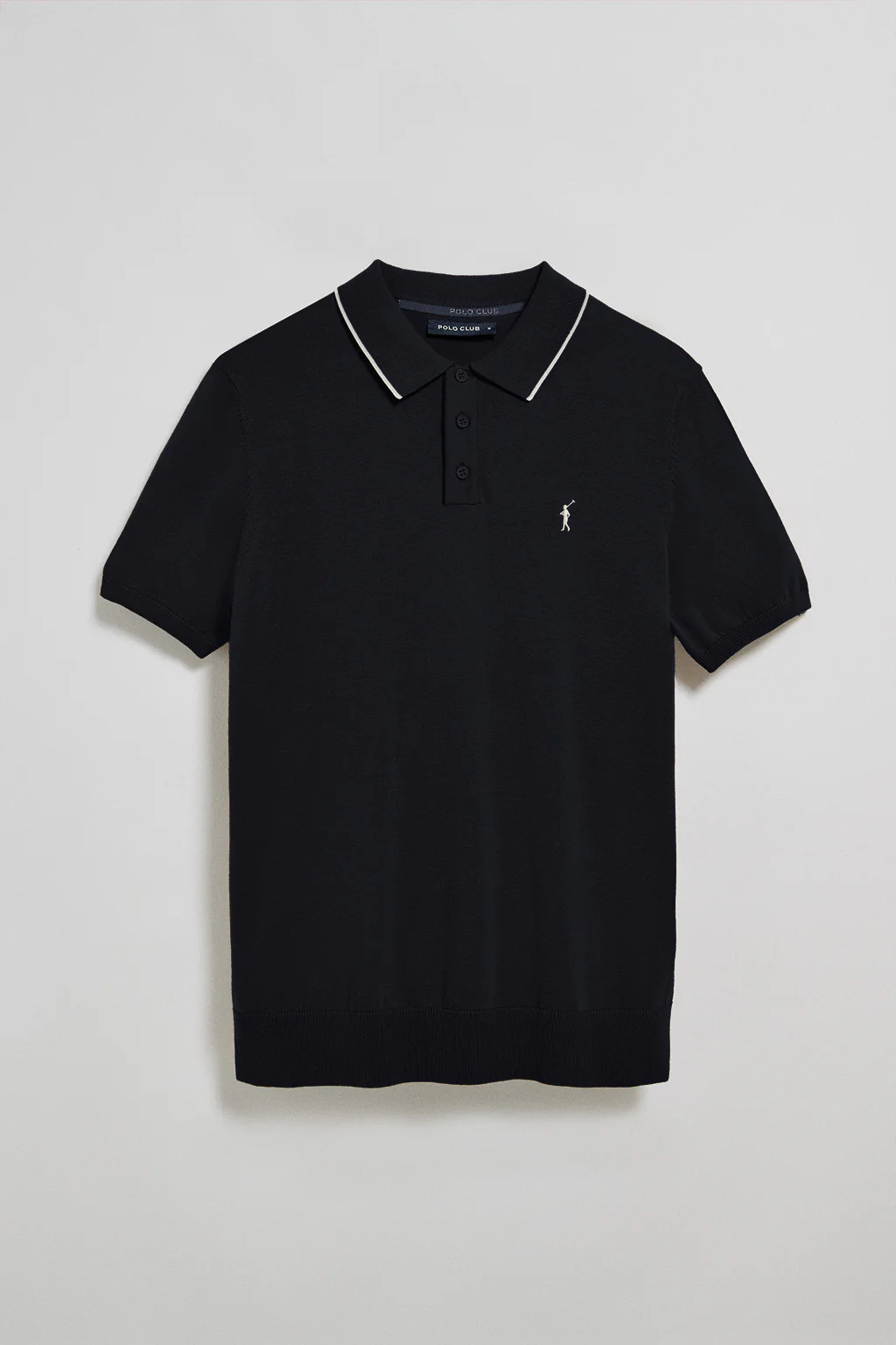 Navy-blue knitted polo shirt with buttons and Rigby Go embroidery - Image 5