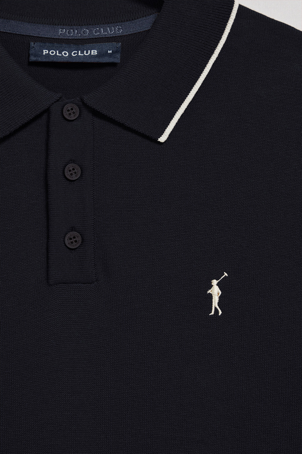 Navy-blue knitted polo shirt with buttons and Rigby Go embroidery - Image 7