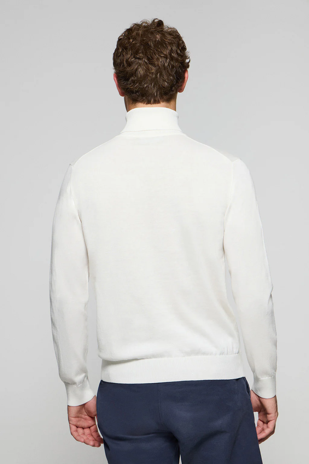 Beige turtleneck knit jumper with Rigby Go embroidered logo - Image 2
