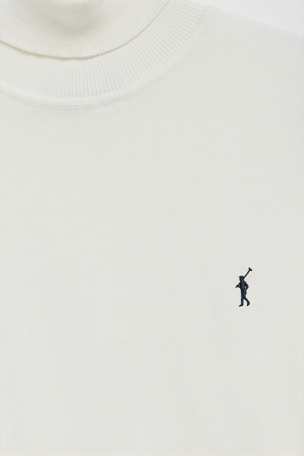 Beige turtleneck knit jumper with Rigby Go embroidered logo - Image 8