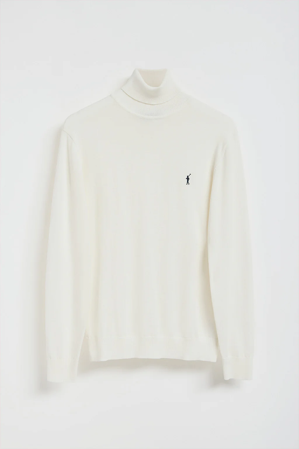 Beige turtleneck knit jumper with Rigby Go embroidered logo - Image 9