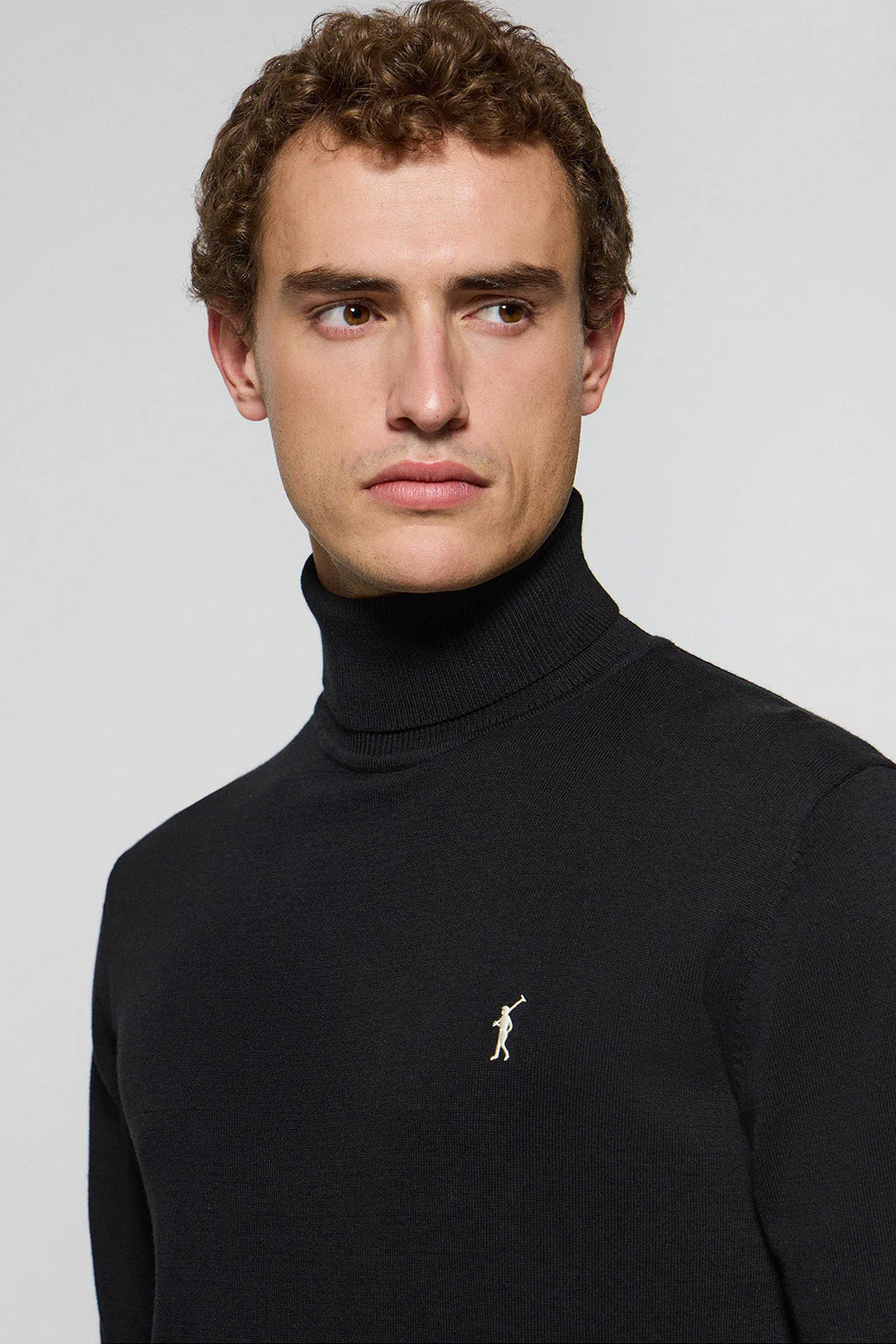 Black turtleneck knit jumper with Rigby Go embroidered logo - Image 2