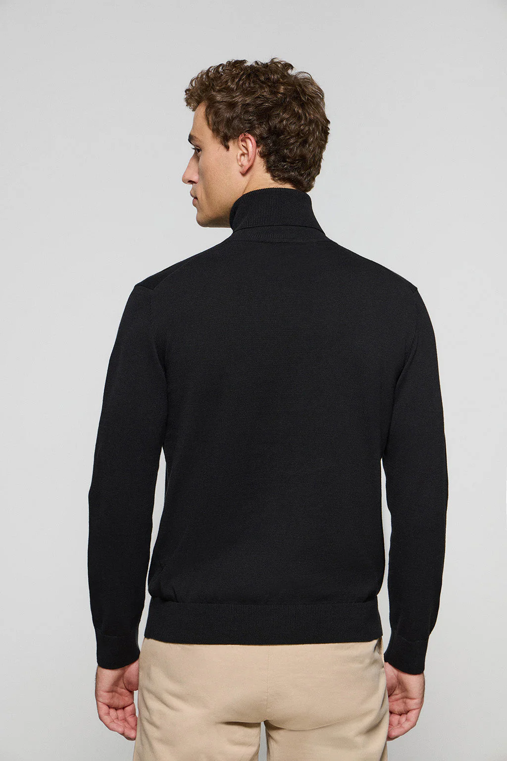Black turtleneck knit jumper with Rigby Go embroidered logo - Image 4