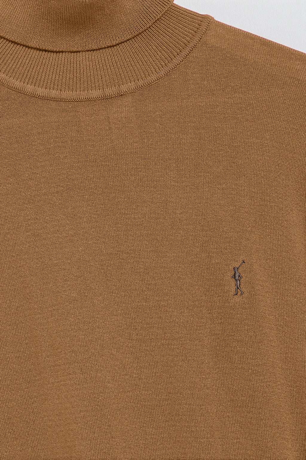 Camel turtleneck knit jumper with Rigby Go embroidered logo - Image 6