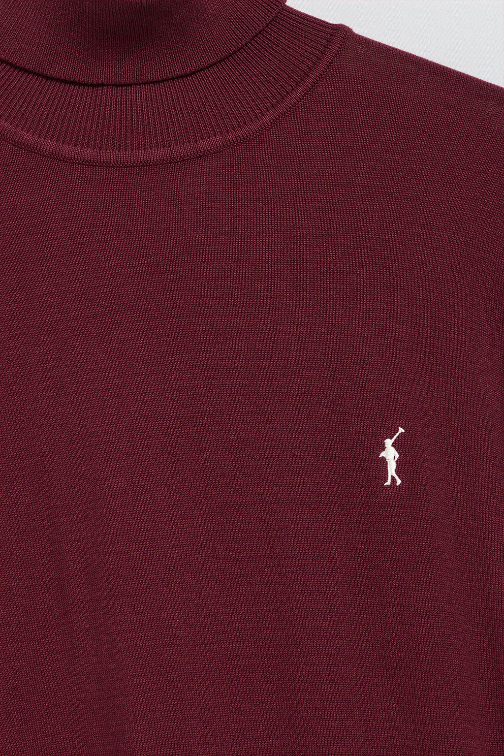 Maroon turtleneck knit jumper with Rigby Go embroidered logo - Image 6