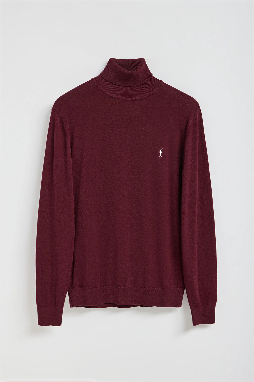 Maroon turtleneck knit jumper with Rigby Go embroidered logo - Image 8
