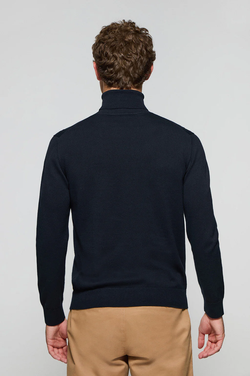 Navy-blue turtleneck knit jumper with Rigby Go embroidered logo - Image 2