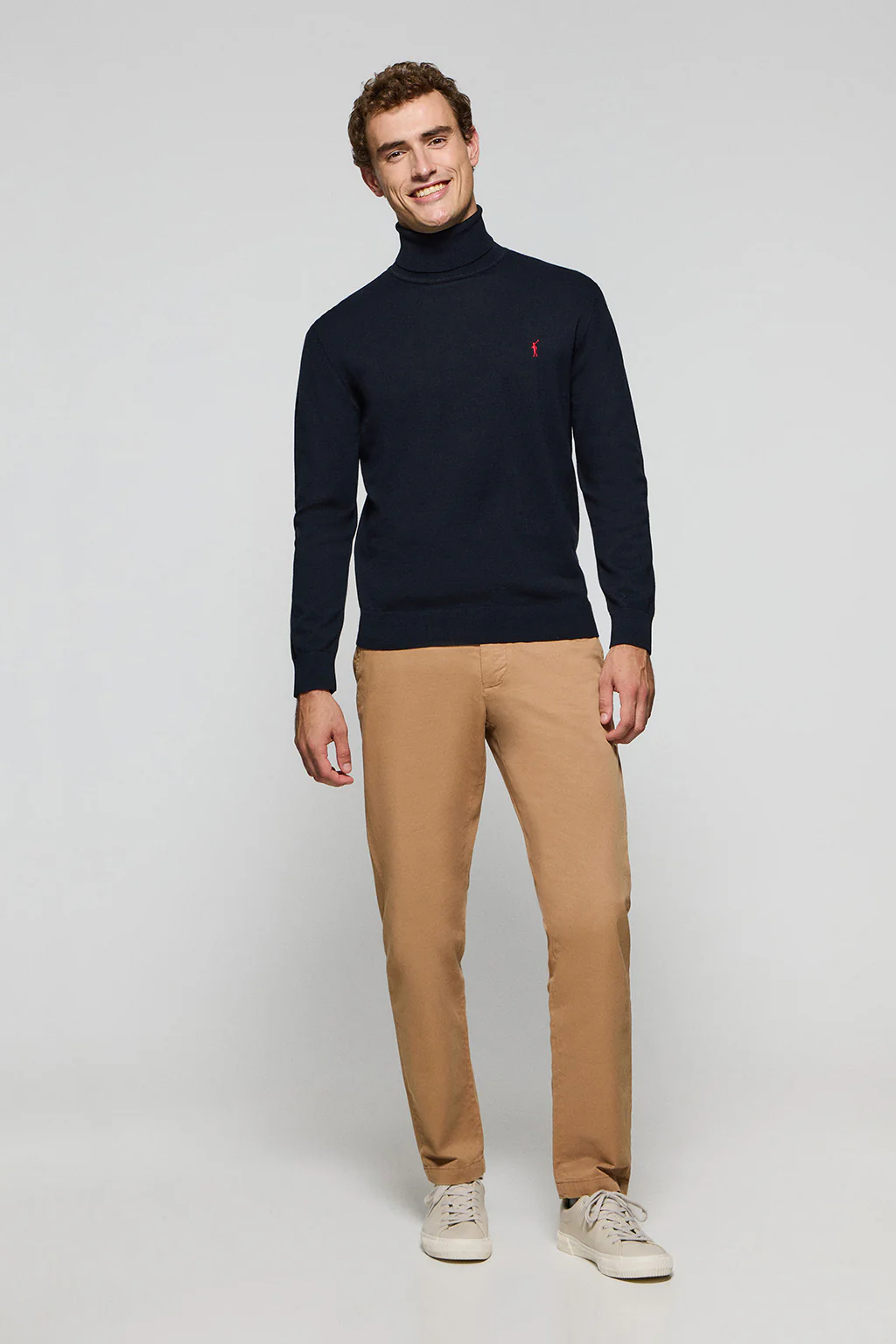 Navy-blue turtleneck knit jumper with Rigby Go embroidered logo - Image 4