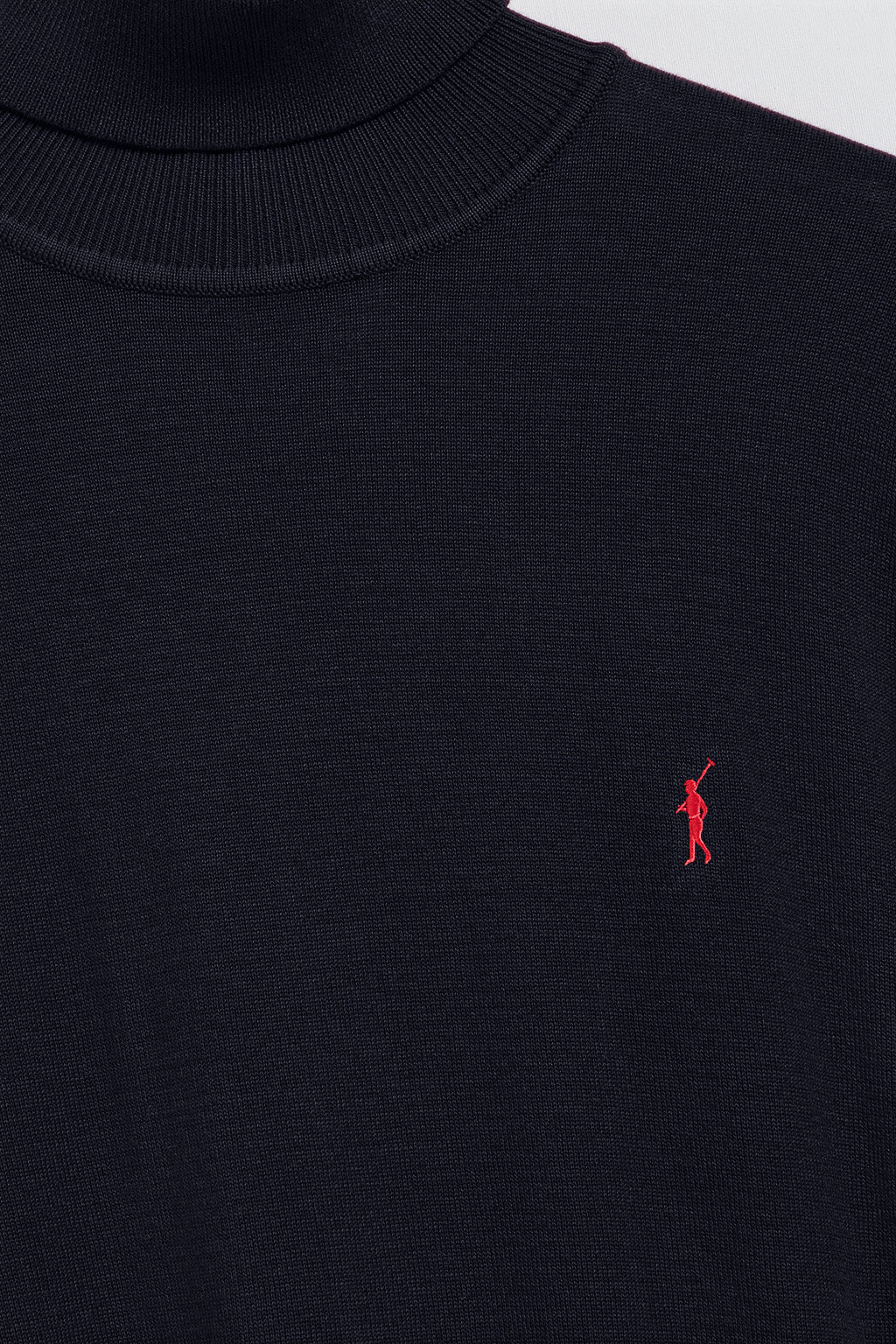 Navy-blue turtleneck knit jumper with Rigby Go embroidered logo - Image 7