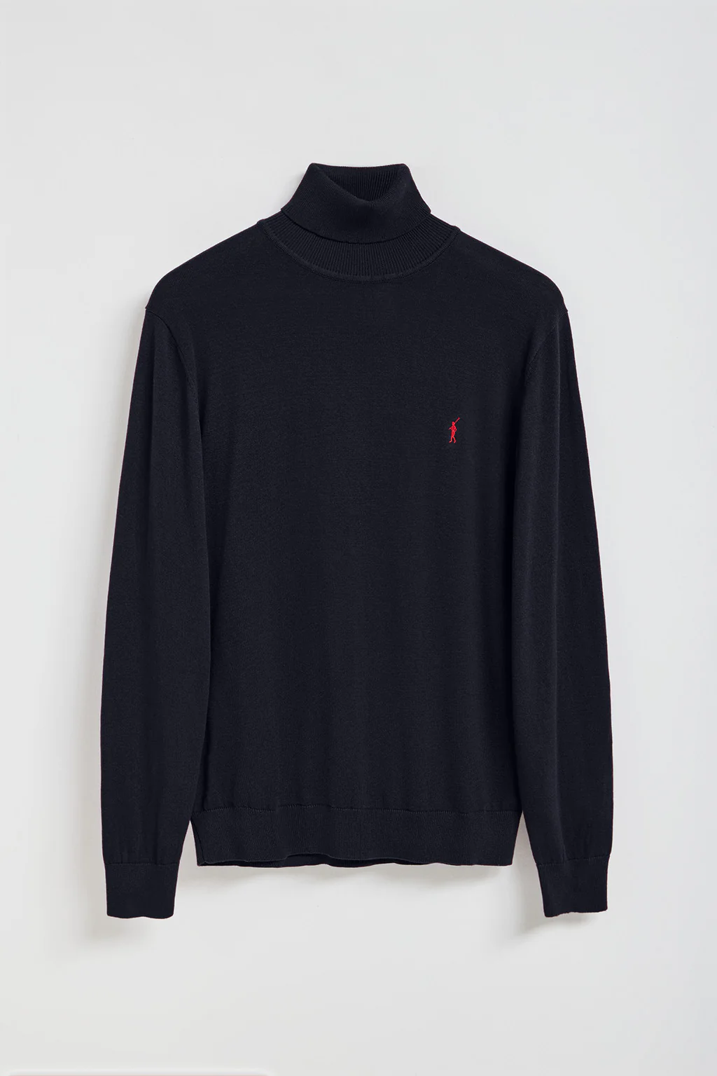 Navy-blue turtleneck knit jumper with Rigby Go embroidered logo - Image 8