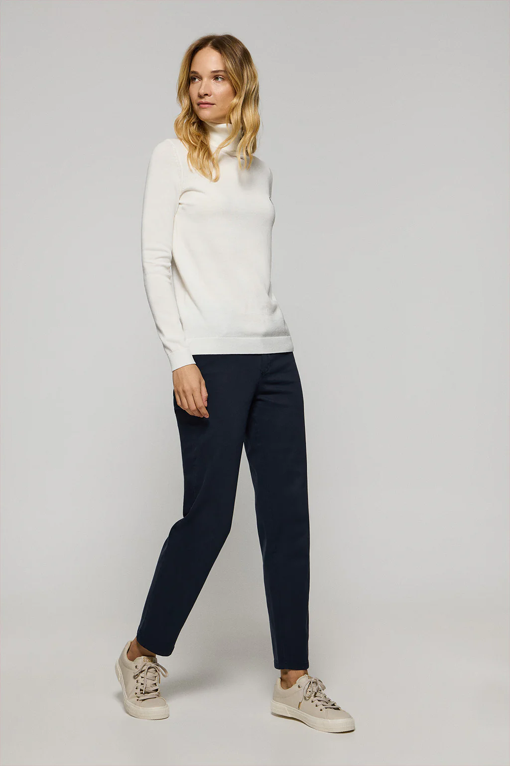 Nude turtleneck knit jumper with Rigby Go embroidered logo - Image 4
