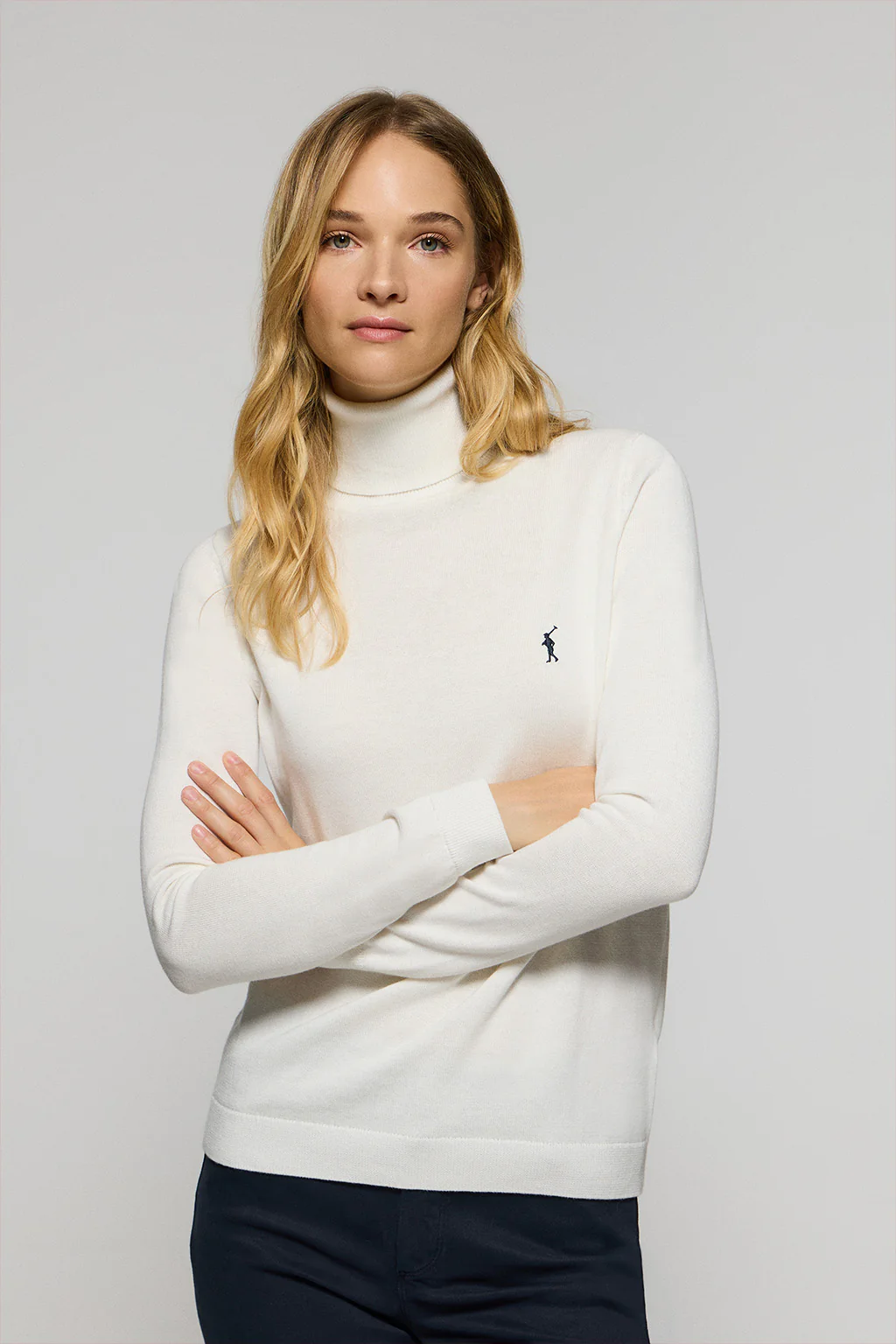 Nude turtleneck knit jumper with Rigby Go embroidered logo - Image 5