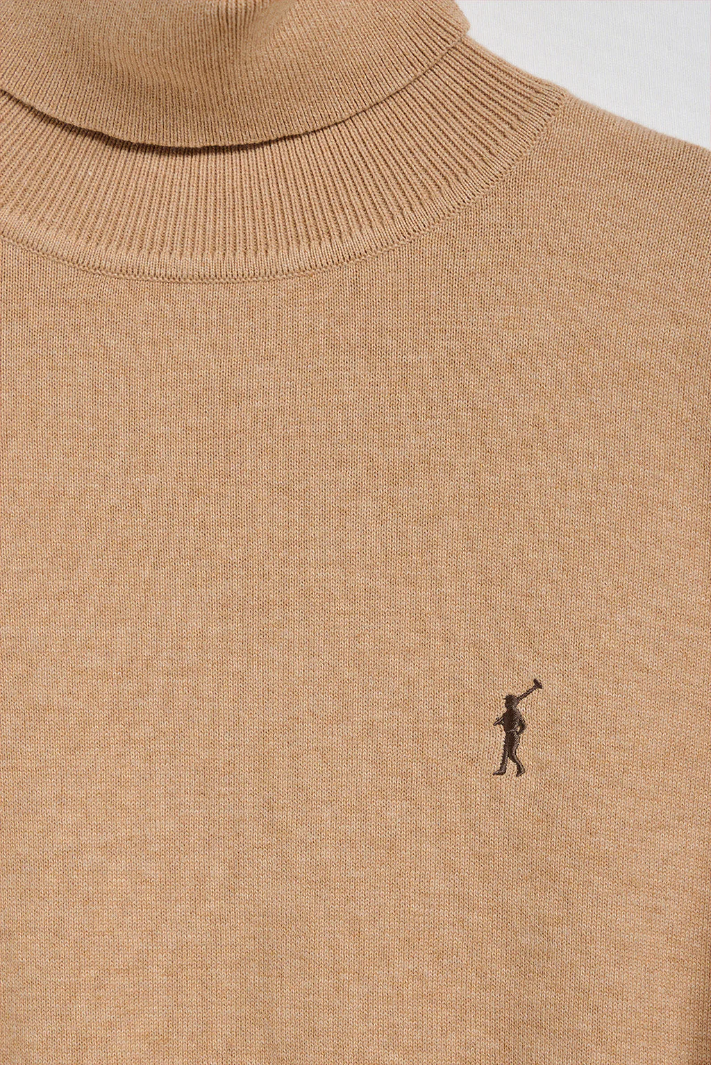 Caramel-marl turtleneck knit jumper with Rigby Go embroidered logo - Image 6