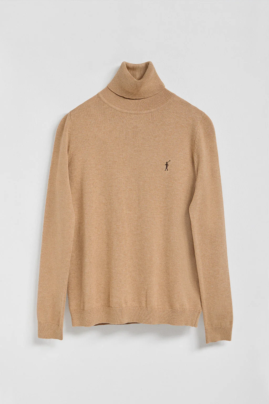 Caramel-marl turtleneck knit jumper with Rigby Go embroidered logo - Image 8