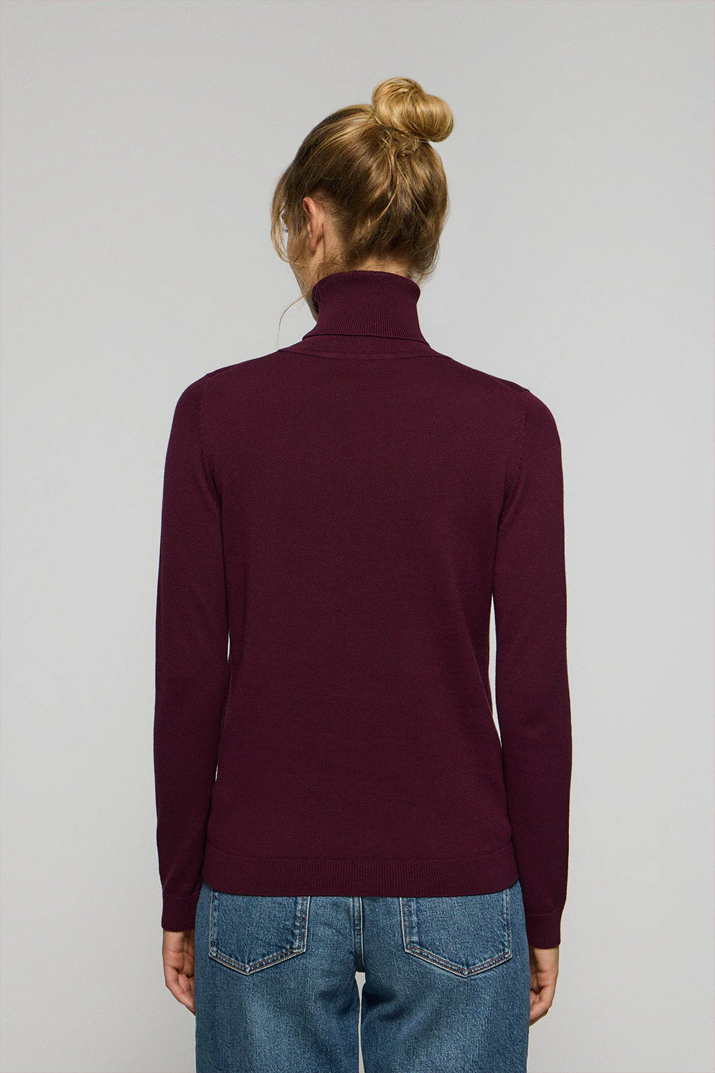 Plum turtleneck knit jumper with Rigby Go embroidered logo - Image 4