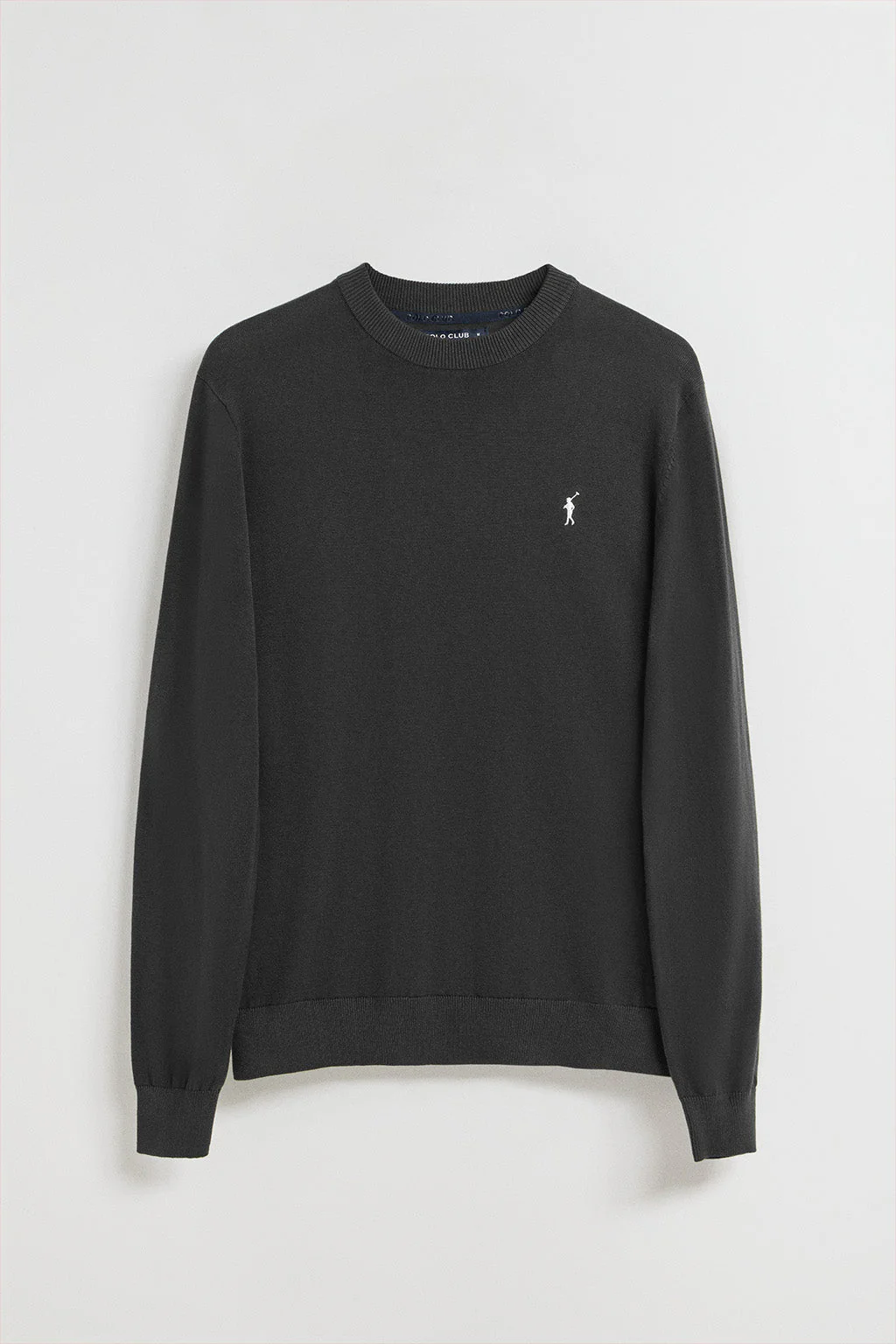 Asphalt-grey round-neck knit jumper with Rigby Go embroidered logo - Image 6