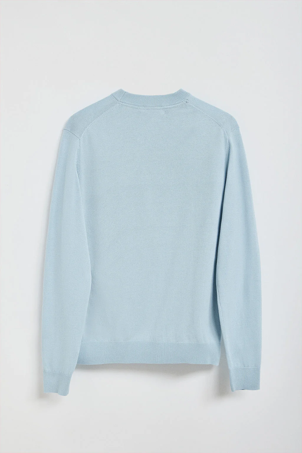 Light-blue round-neck knit jumper with Rigby Go embroidered logo - Image 7