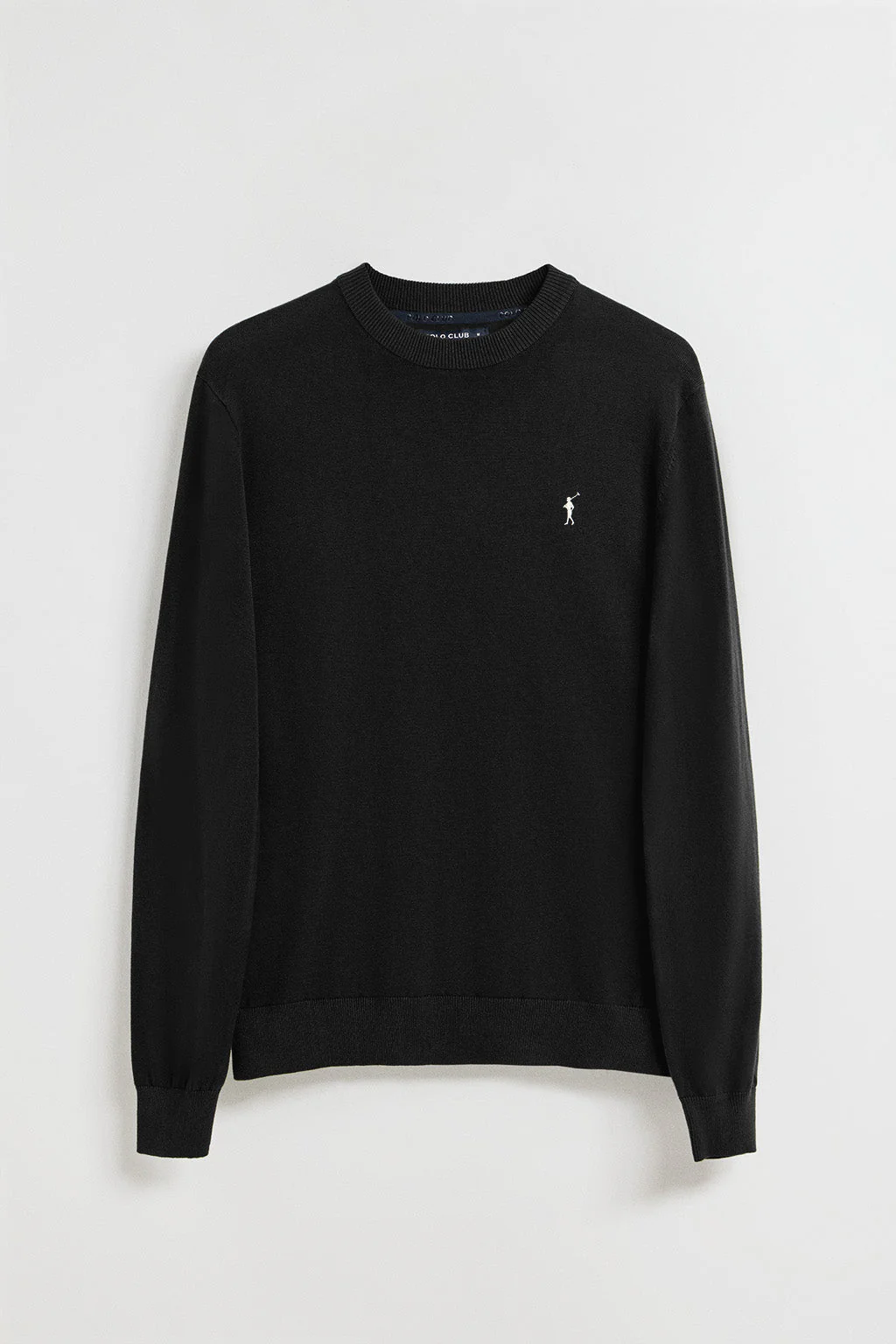 Black round-neck knit jumper with Rigby Go embroidered logo - Image 5