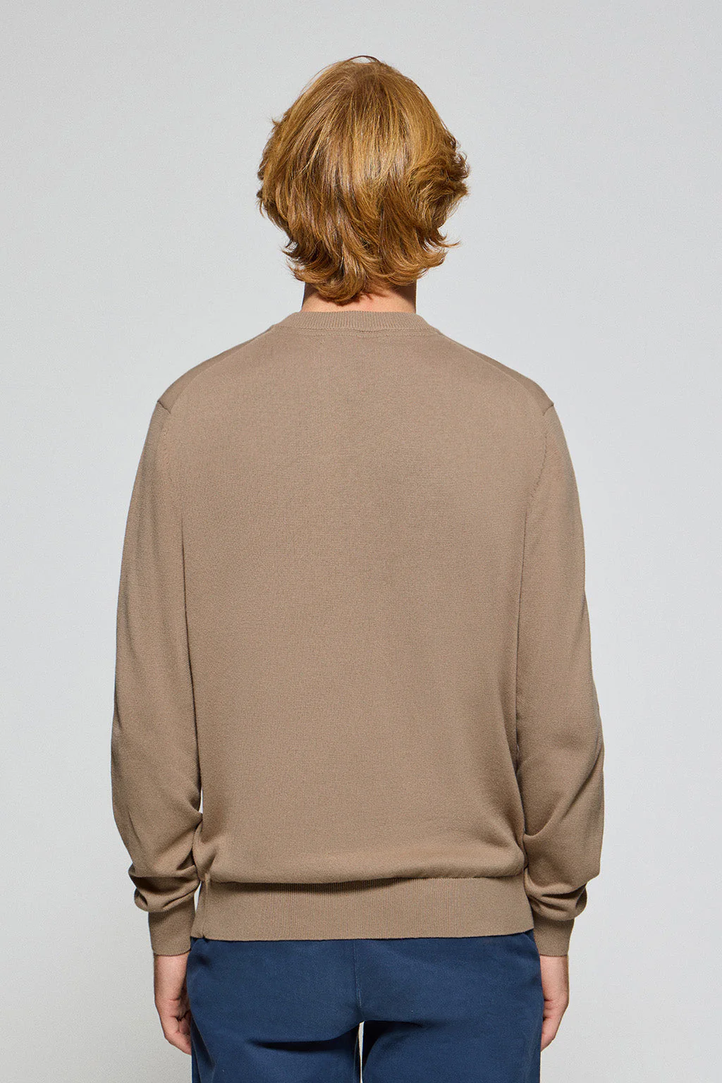 Light-brown round-neck knit jumper with Rigby Go embroidered logo - Image 4