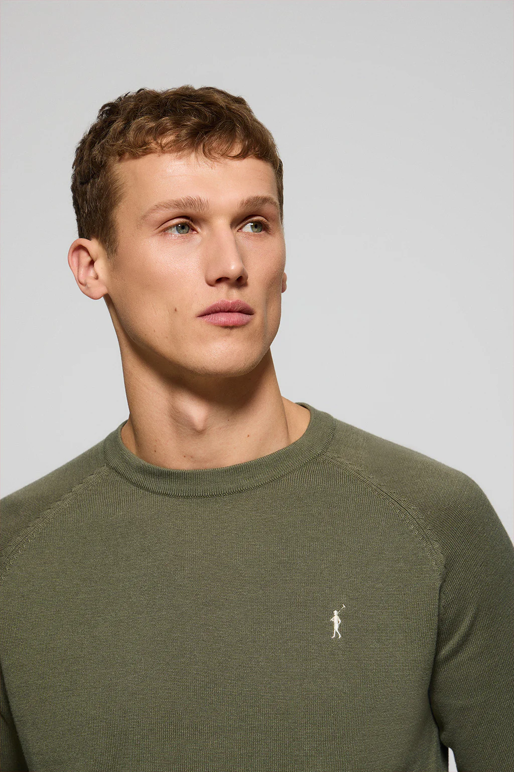 Light-green round-neck jumper in linen and cotton with Rigby Go embroidery - Image 3