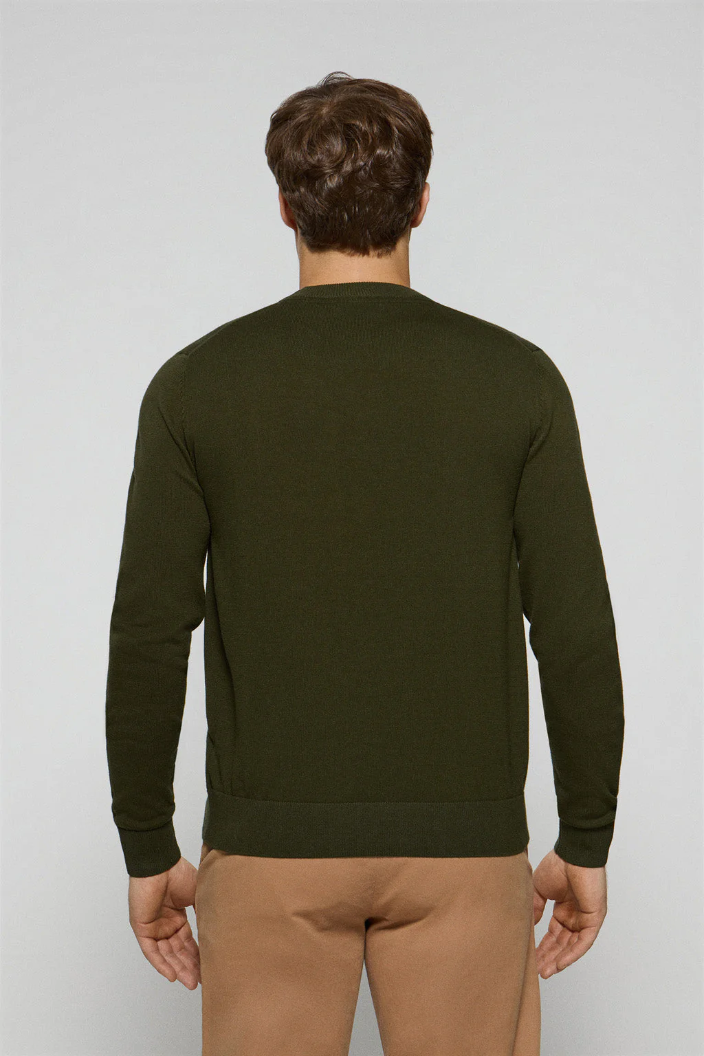 Dark-green round-neck knit jumper with Rigby Go embroidered logo - Image 4