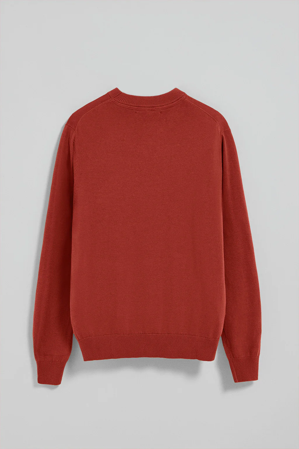 Red round-neck knit jumper with Rigby Go embroidered logo - Image 3