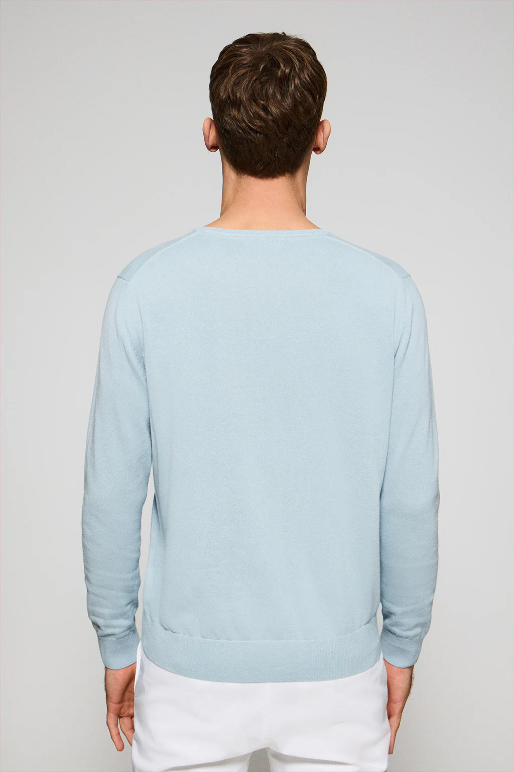 Light-blue round-neck knit jumper with Rigby Go embroidery - Image 2