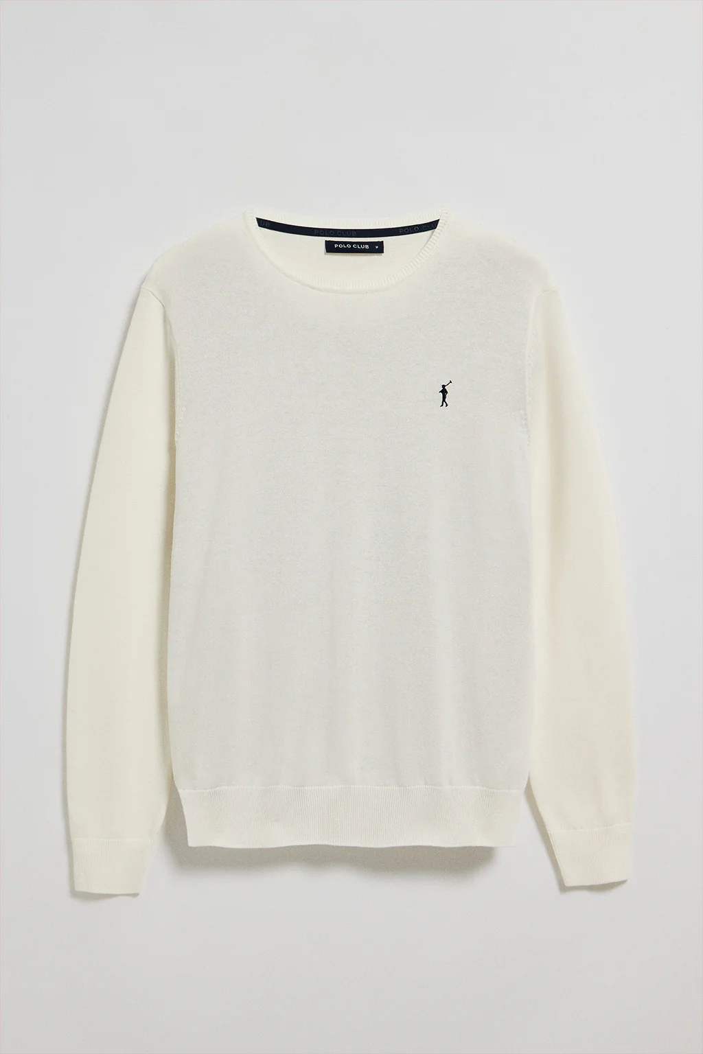 Beige round-neck knit jumper with Rigby Go embroidery - Image 8
