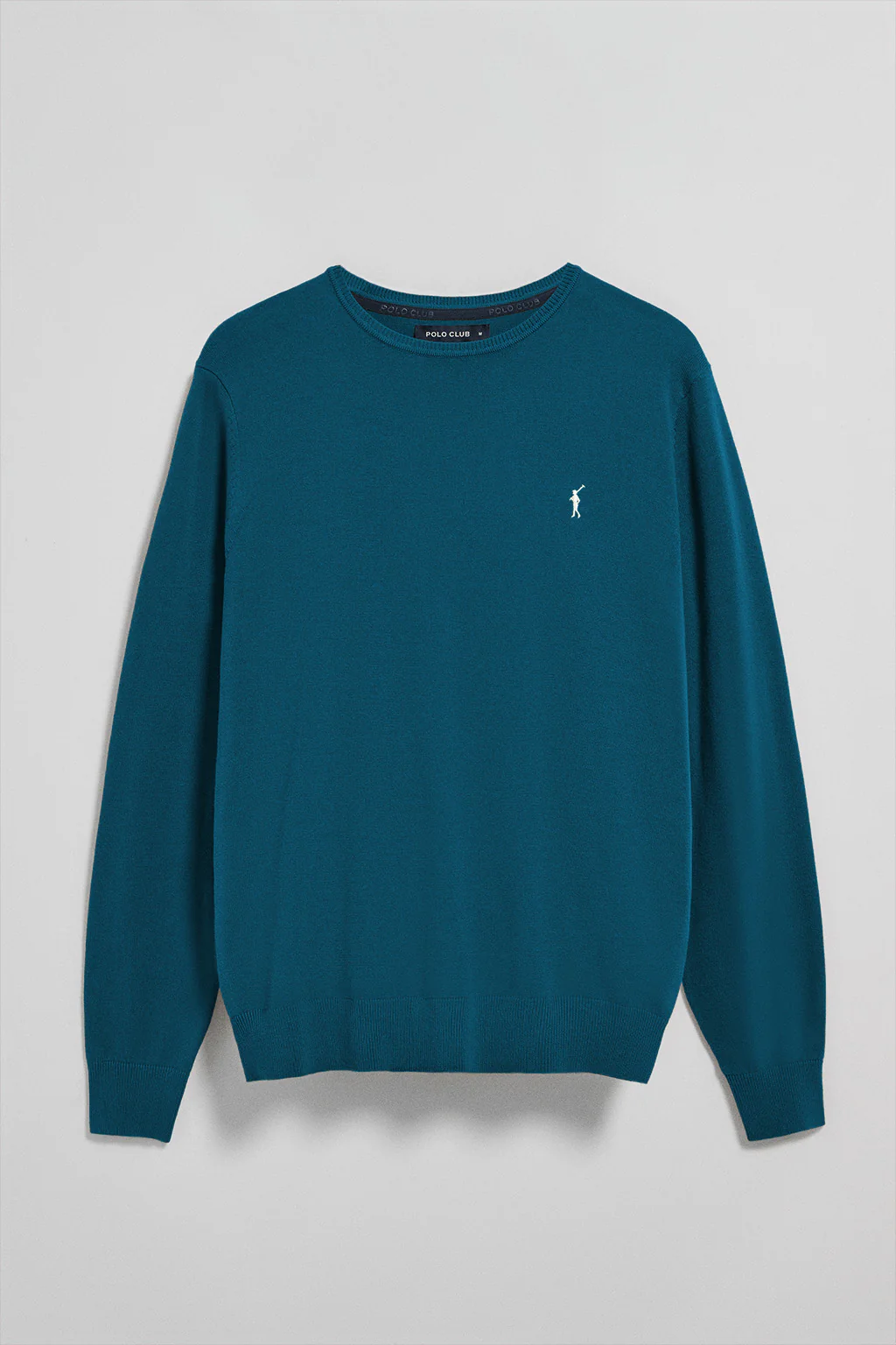 Greenish-blue round-neck knit jumper with Rigby Go embroidery - Image 8