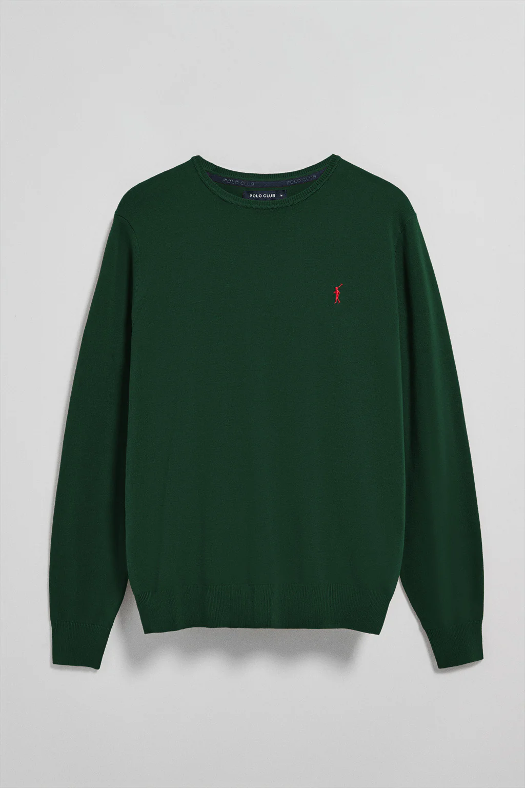 Bottle-green round-neck knit jumper with Rigby Go embroidery - Image 5