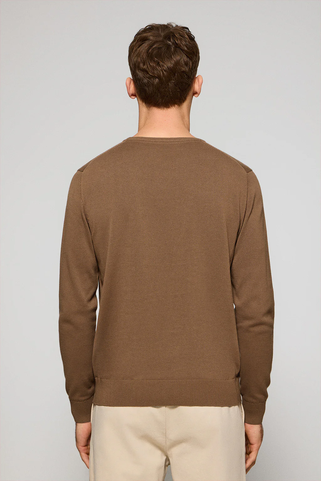 Mocha round-neck knit jumper with Rigby Go embroidery - Image 2
