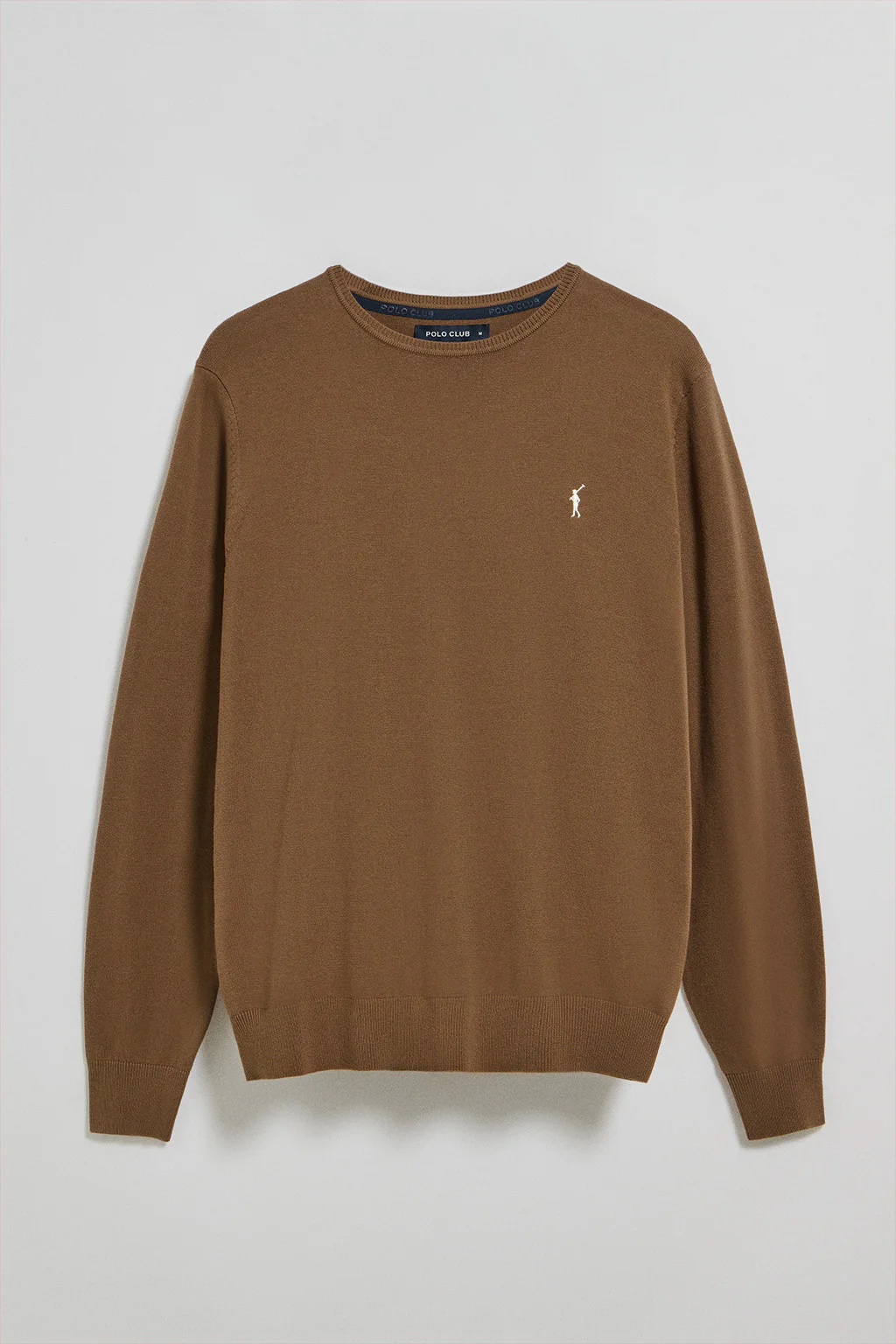 Mocha round-neck knit jumper with Rigby Go embroidery - Image 5