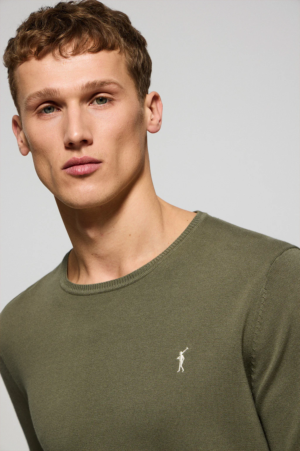 Light-green round-neck knit jumper with Rigby Go embroidery - Image 3