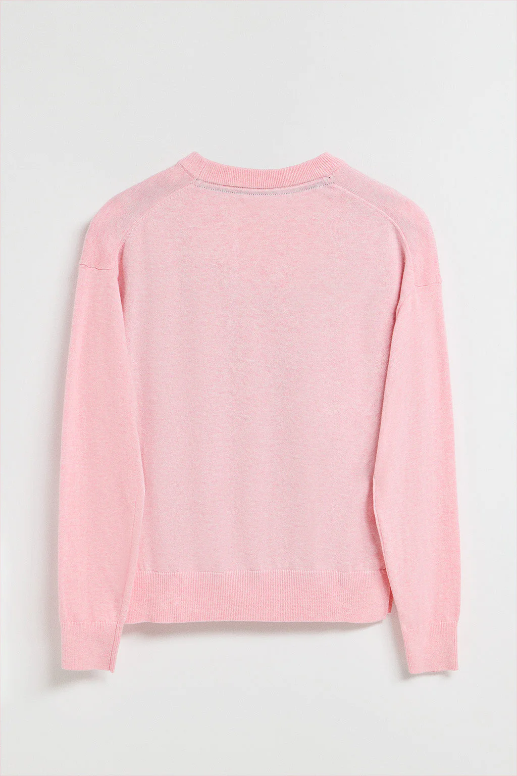 Pink-marl round-neck knit jumper with Rigby Go embroidered logo - Image 7